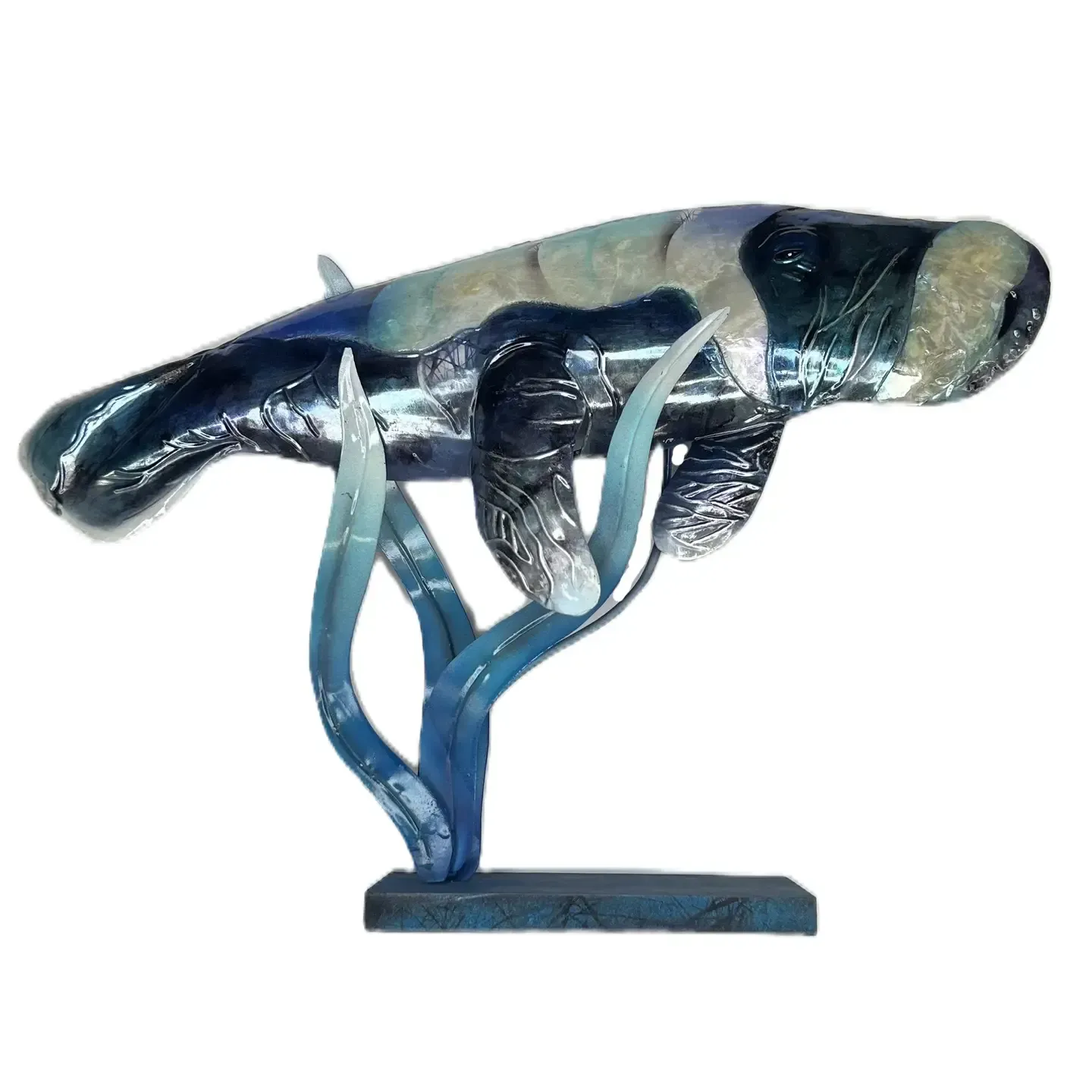 Manatee Blue & White Capiz Tabletop KK BWC-MA