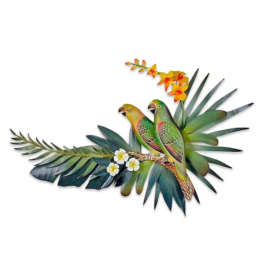 Amazon Parrot Pair Metal/Wood Wall Art
