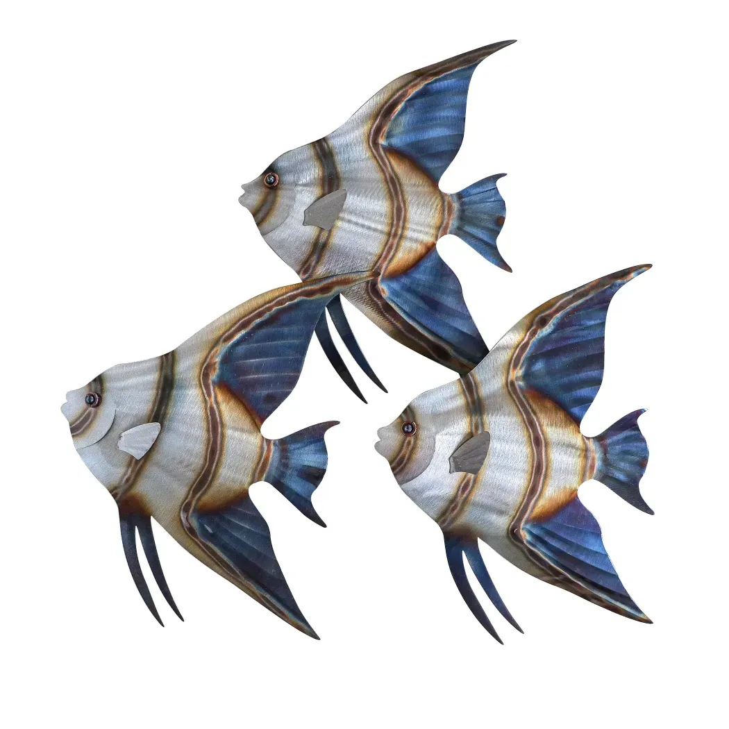 Angelfish Blue School 3 Metal Wall Decor