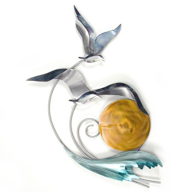 Abstract Seagull Scene Stainless Steel Metal Wall Art
