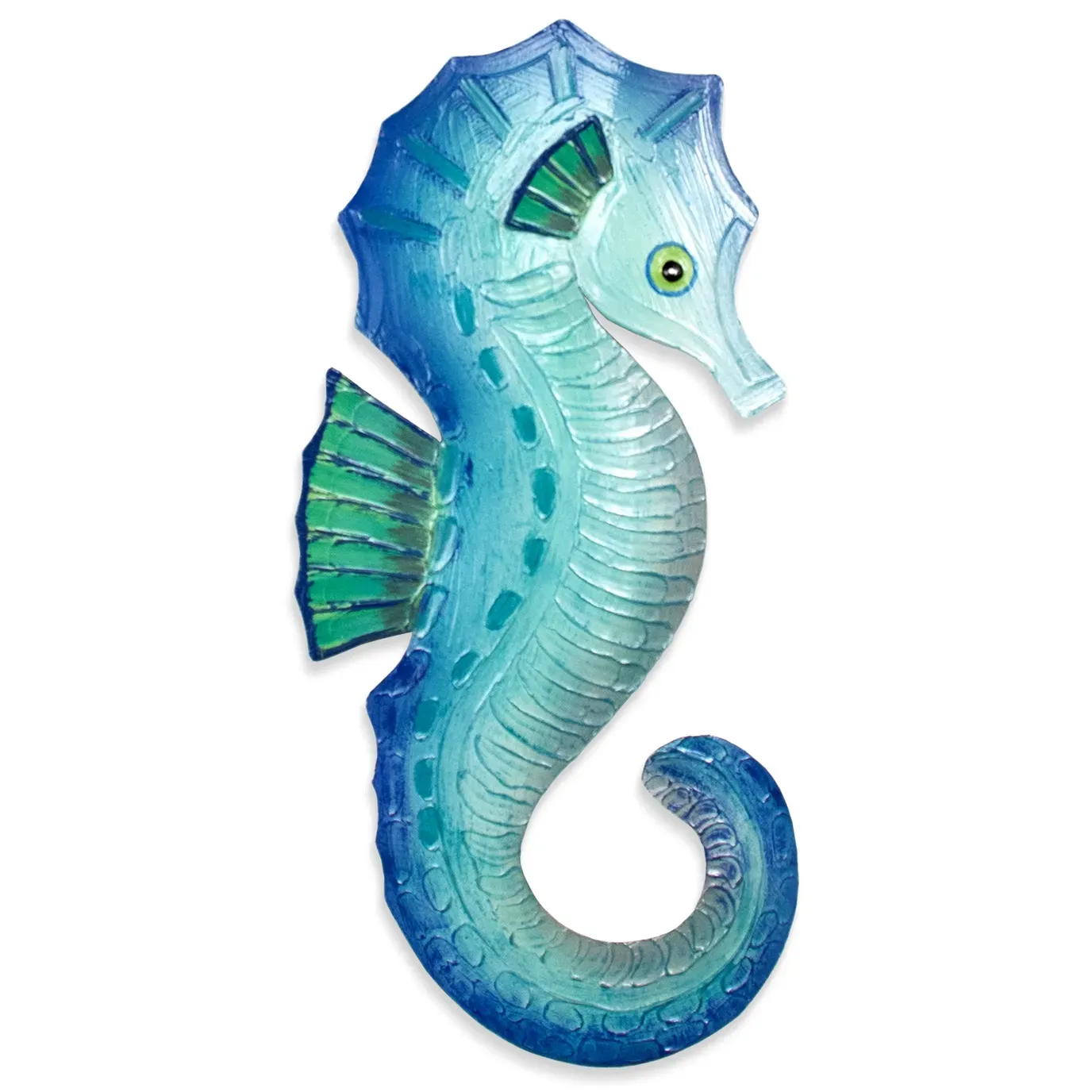 Seahorse Aqua Face Right Lanai Safe Metal Wall Art