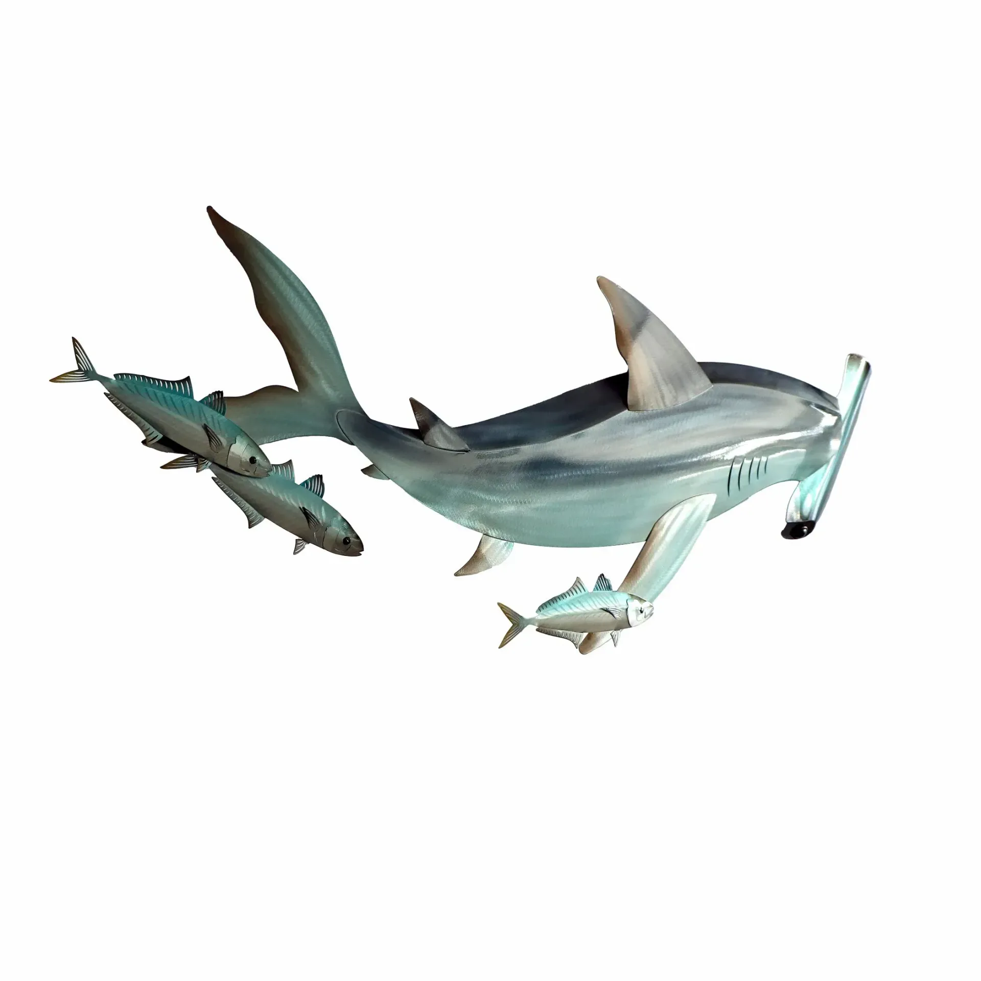 Hammerhead W/ Small Fish Metal Wall Art