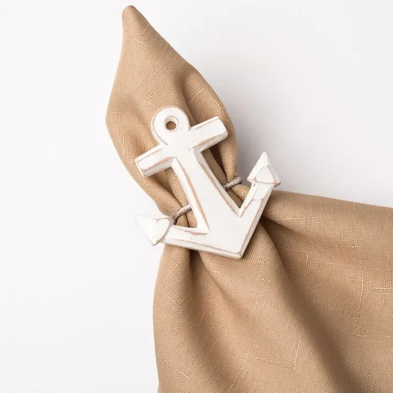 Napkin Ring - Anchor Whitewash S/4 TI C074