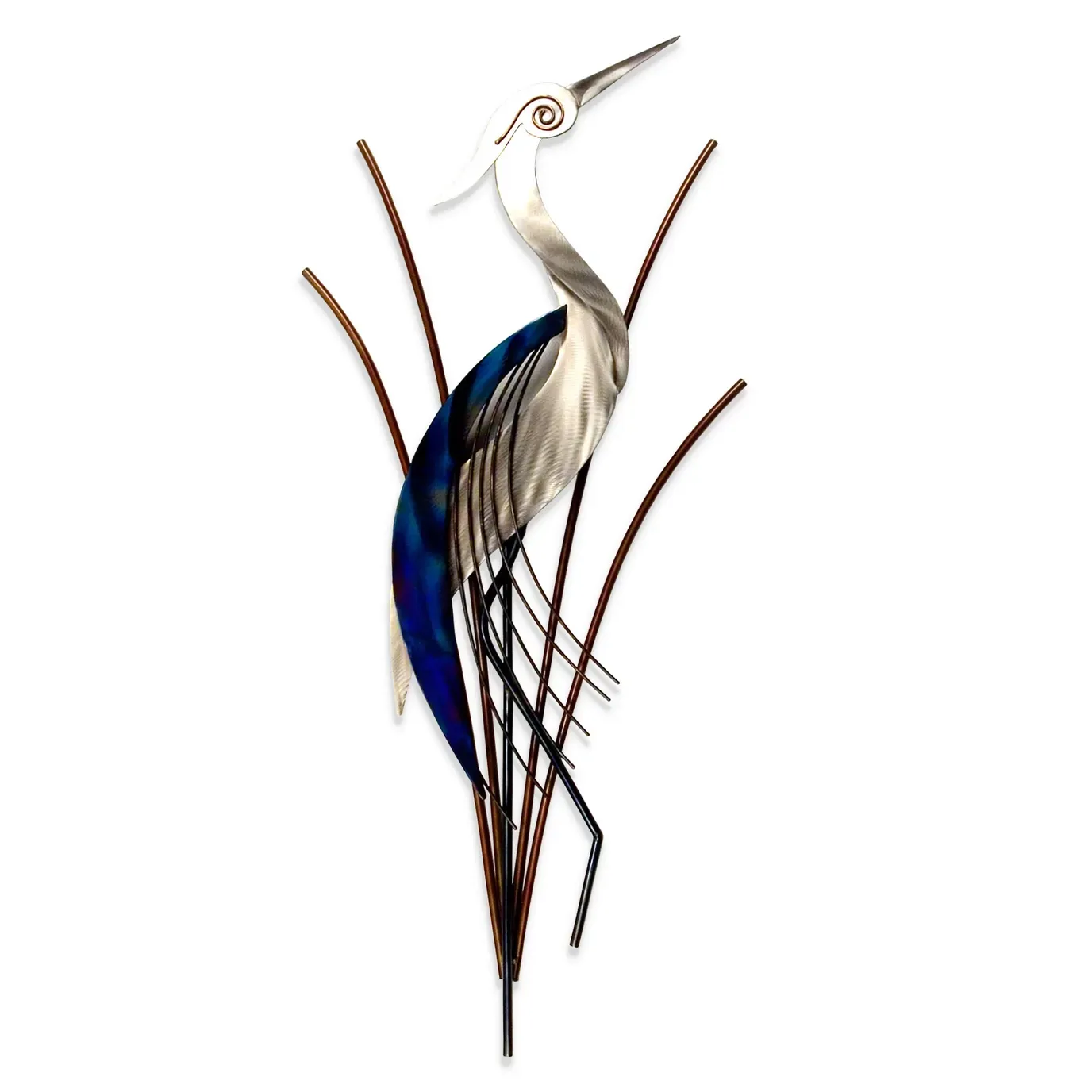Abstract Heron Head Up Stainless Steel Metal Wall Art