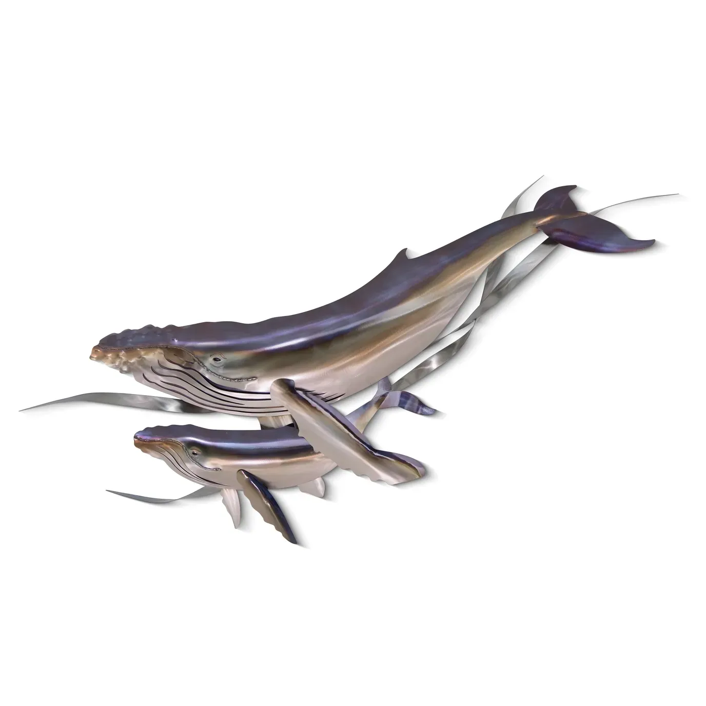 Humpback Whale & Calf Stainless Steel Wall Art