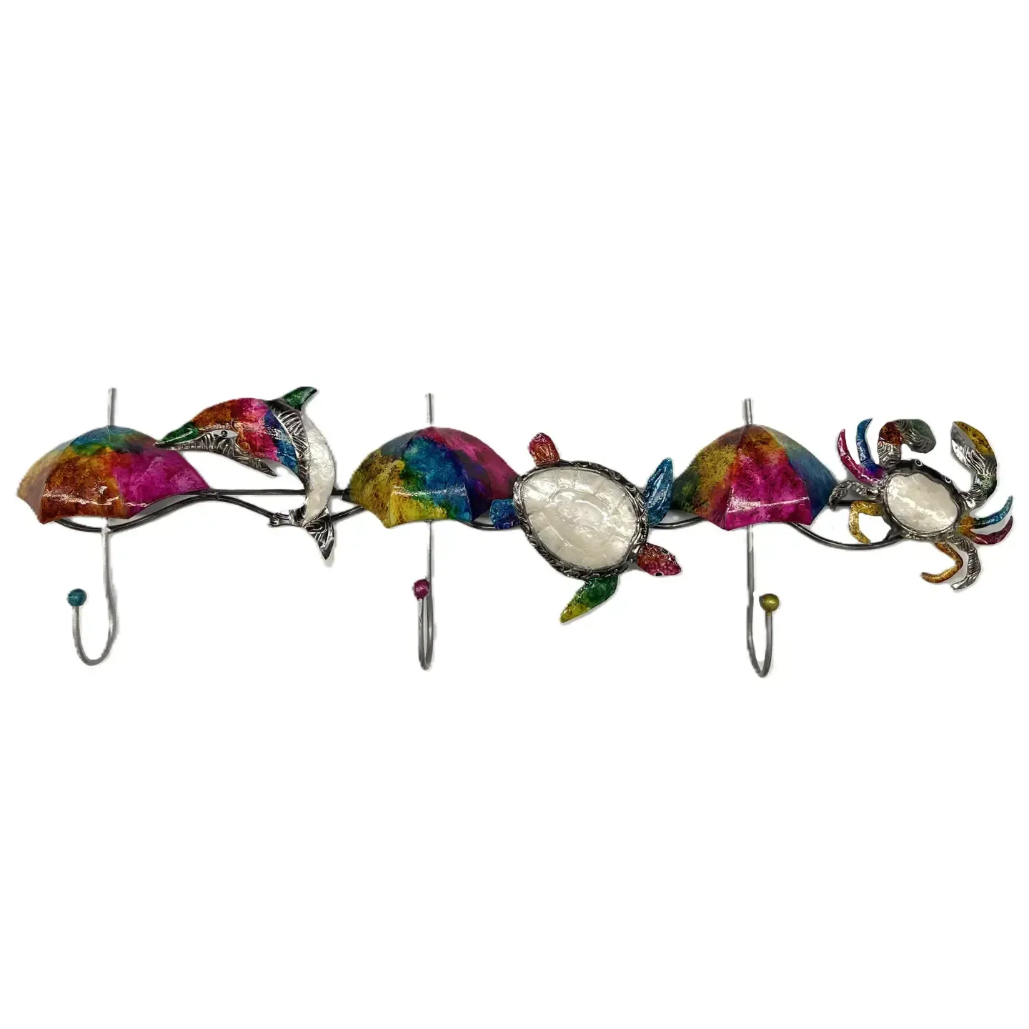 Turtle/Crab/Dolphin Multi White Elegance Wall Décor Coat Hanger 1 KK MWE-CH1