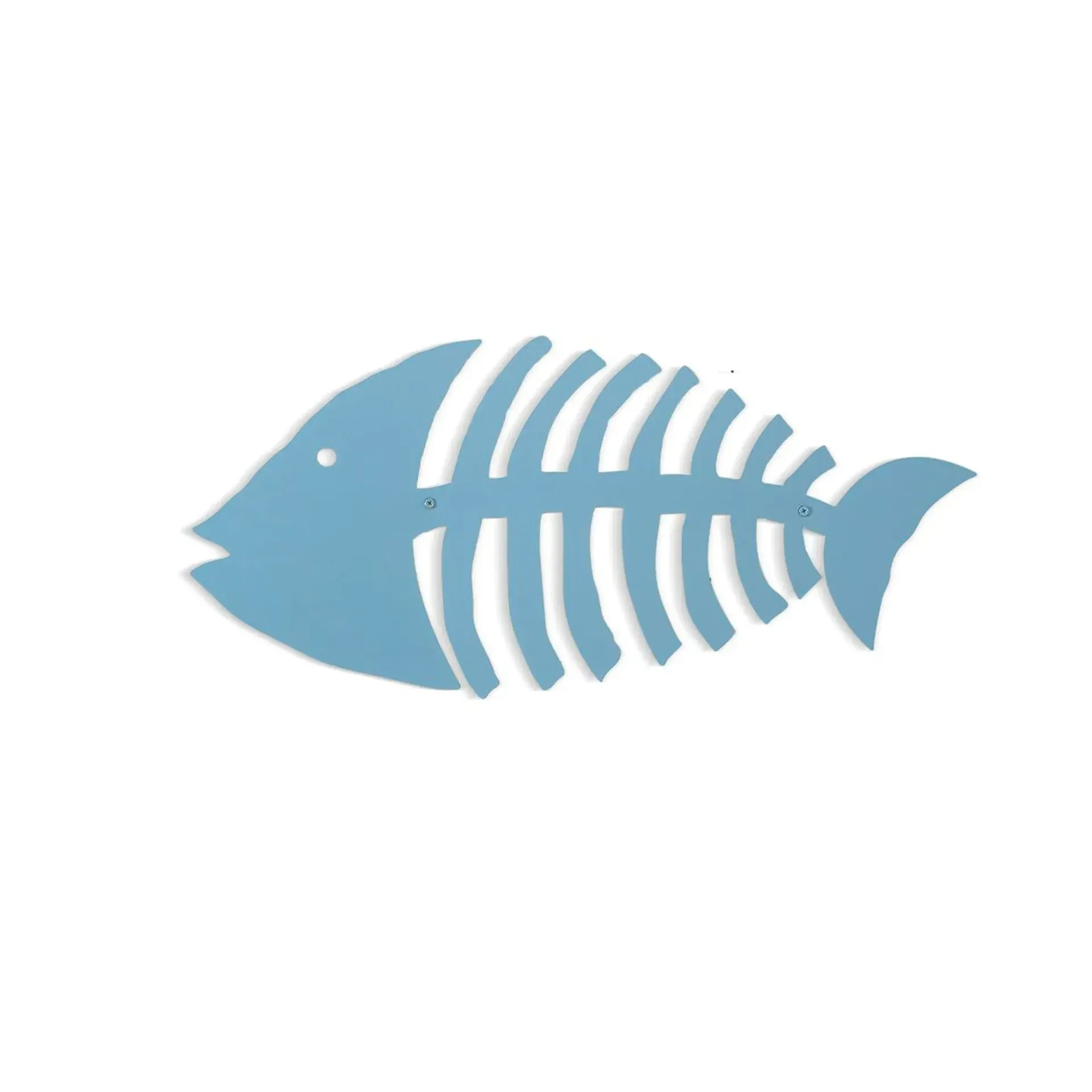 Bone Fish Blue Color Metal Wall Art