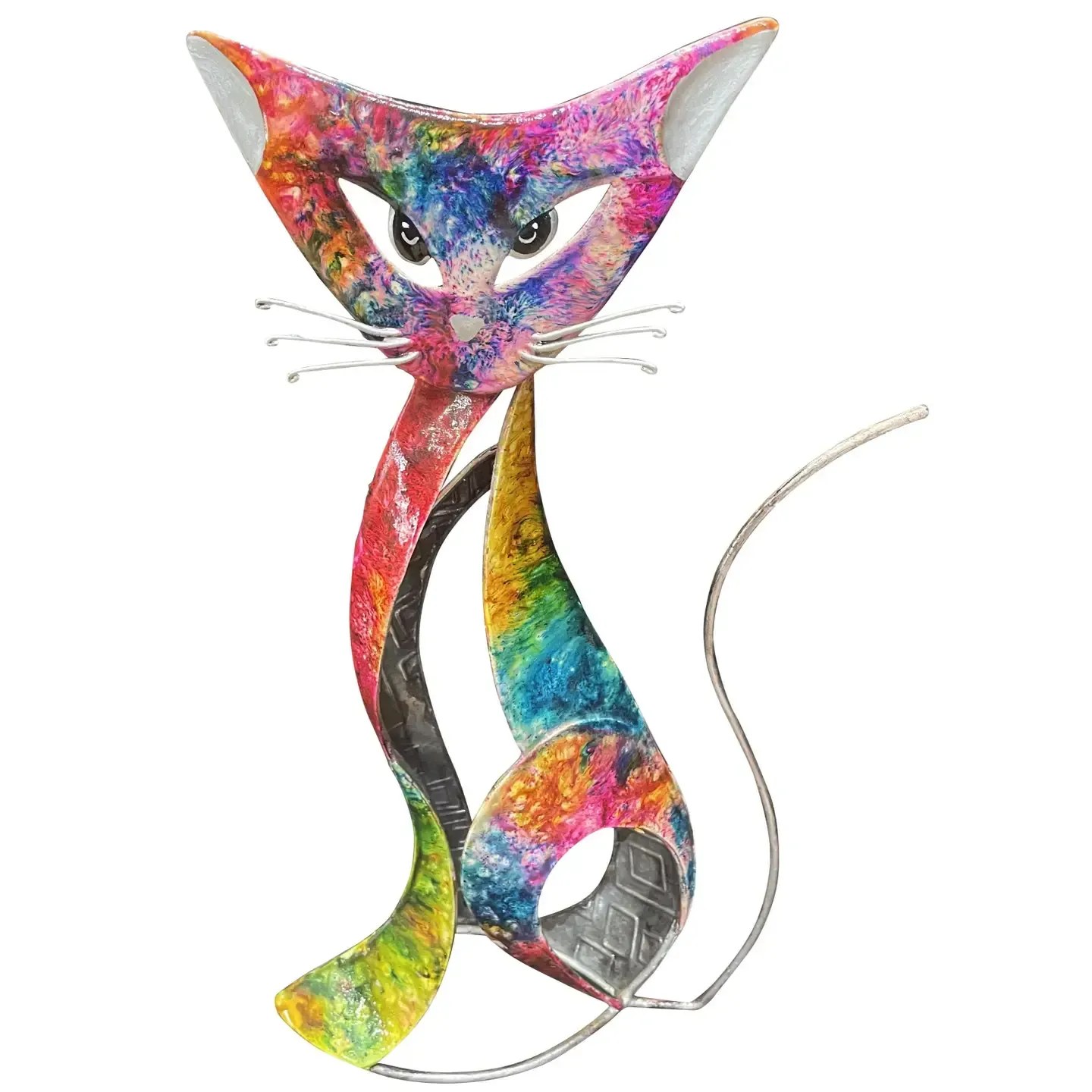 Cat Multi Color Silver 3D Tabletop Décor KK MCS-17C