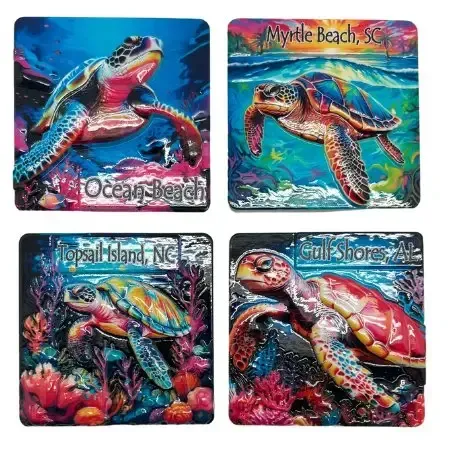 Colorful Swimming Turtles Magnet KK C-24133