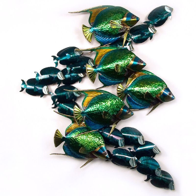 Angelfish school w/Tangs Metal Wall Art