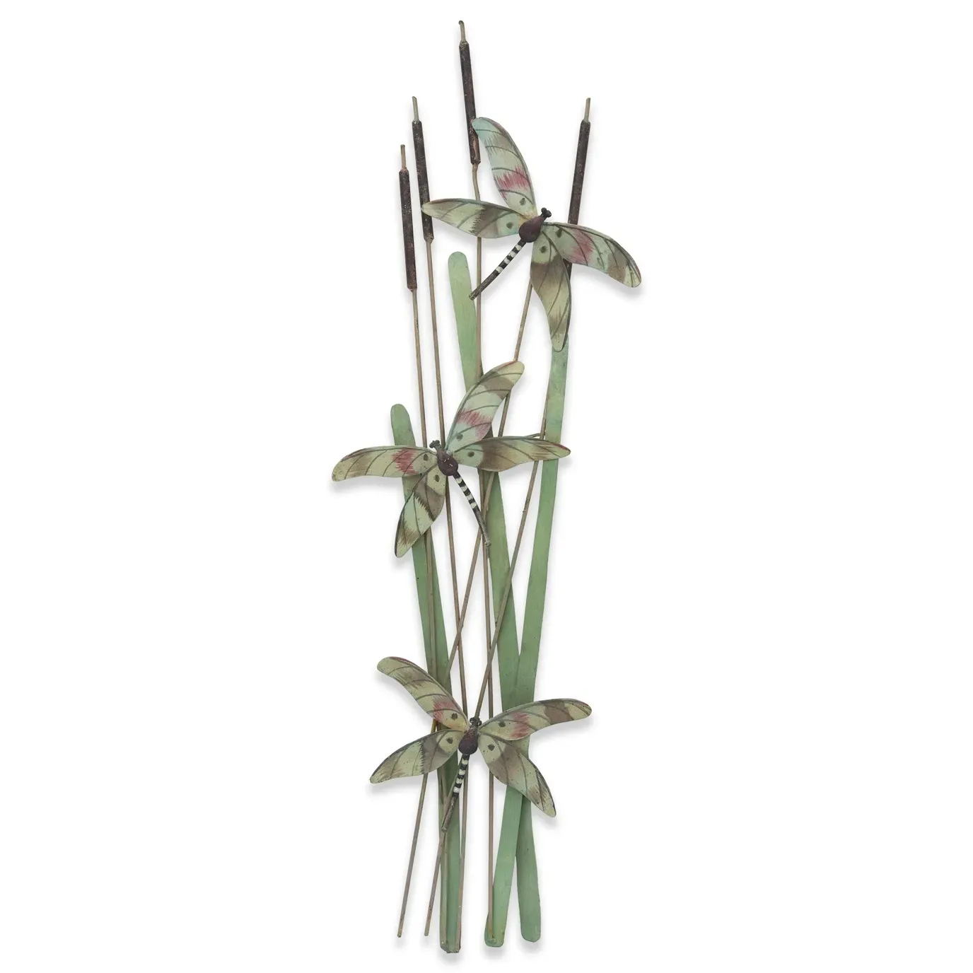 Dragonflies on Cattails Metal Wall Art