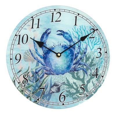 Glass Blue Crab Clock GI W-8869