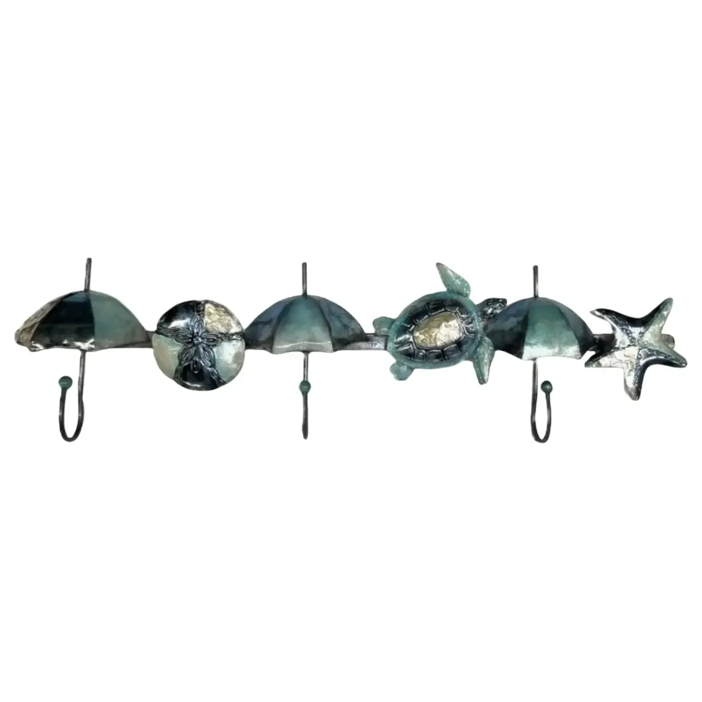 Blue & White Capiz Coat Hanger - Turtle-Starfish-Sand Dollar KK BWC-CH1