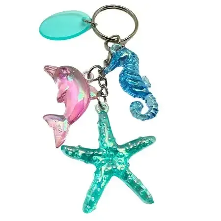 Starfish Dolphin Seahorse Pastel Plated Key Chain KK T-2434