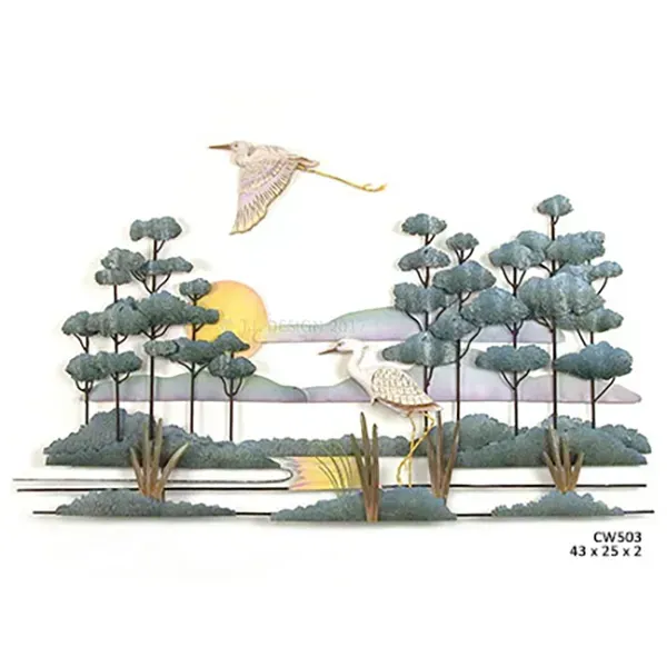Savannah Scene Heron Metal/Wood Wall Art
