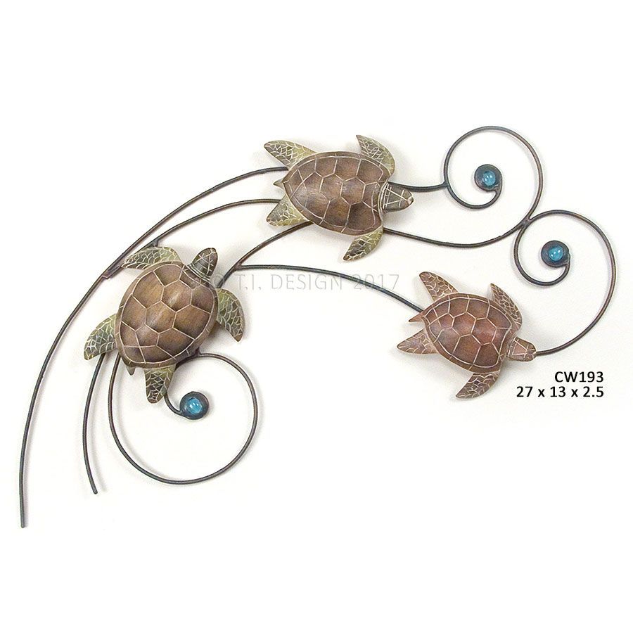 Small Turtle Wave Metal/Wood Wall Art