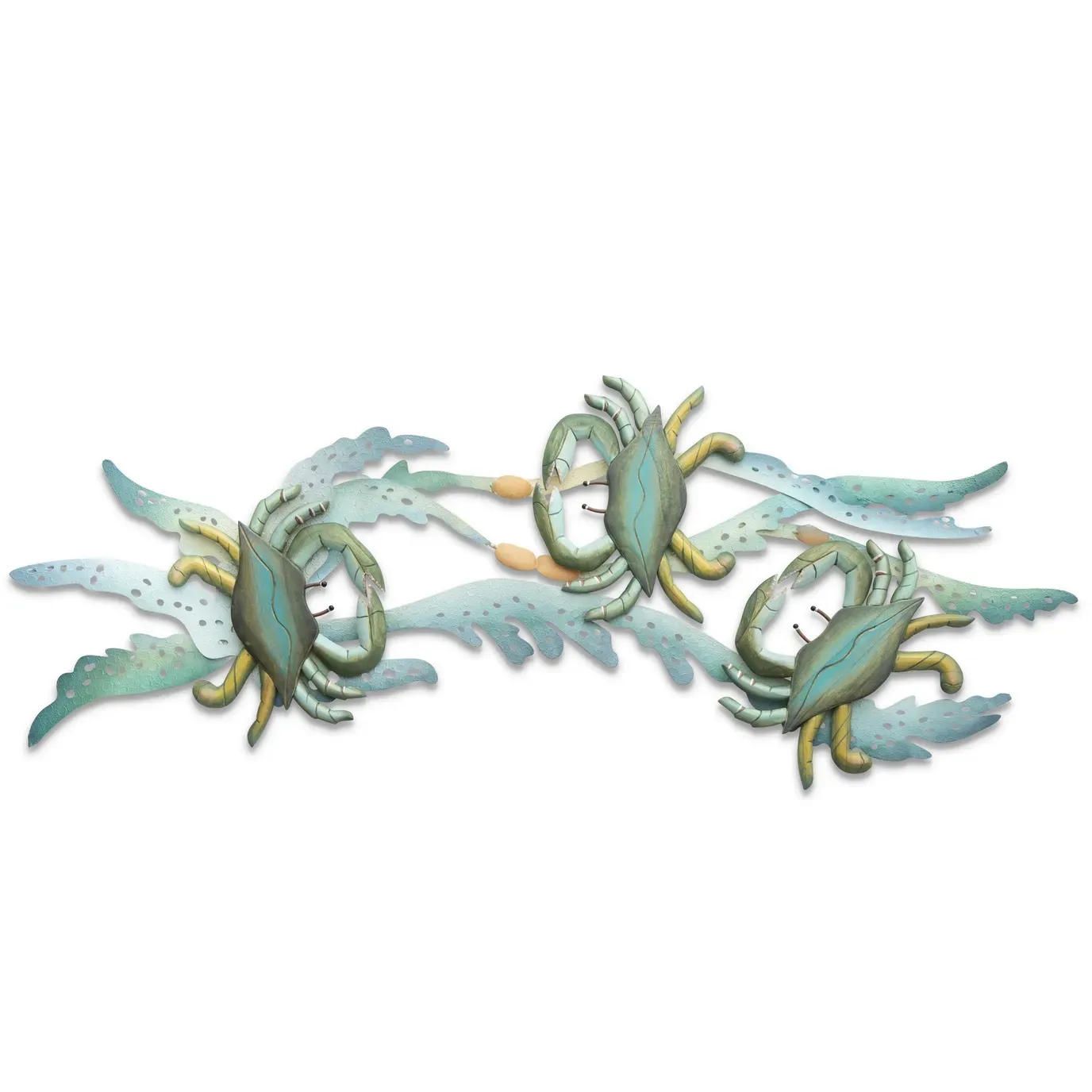 Crabs in Kelp Forest Blue Metal/Wood Wall Art