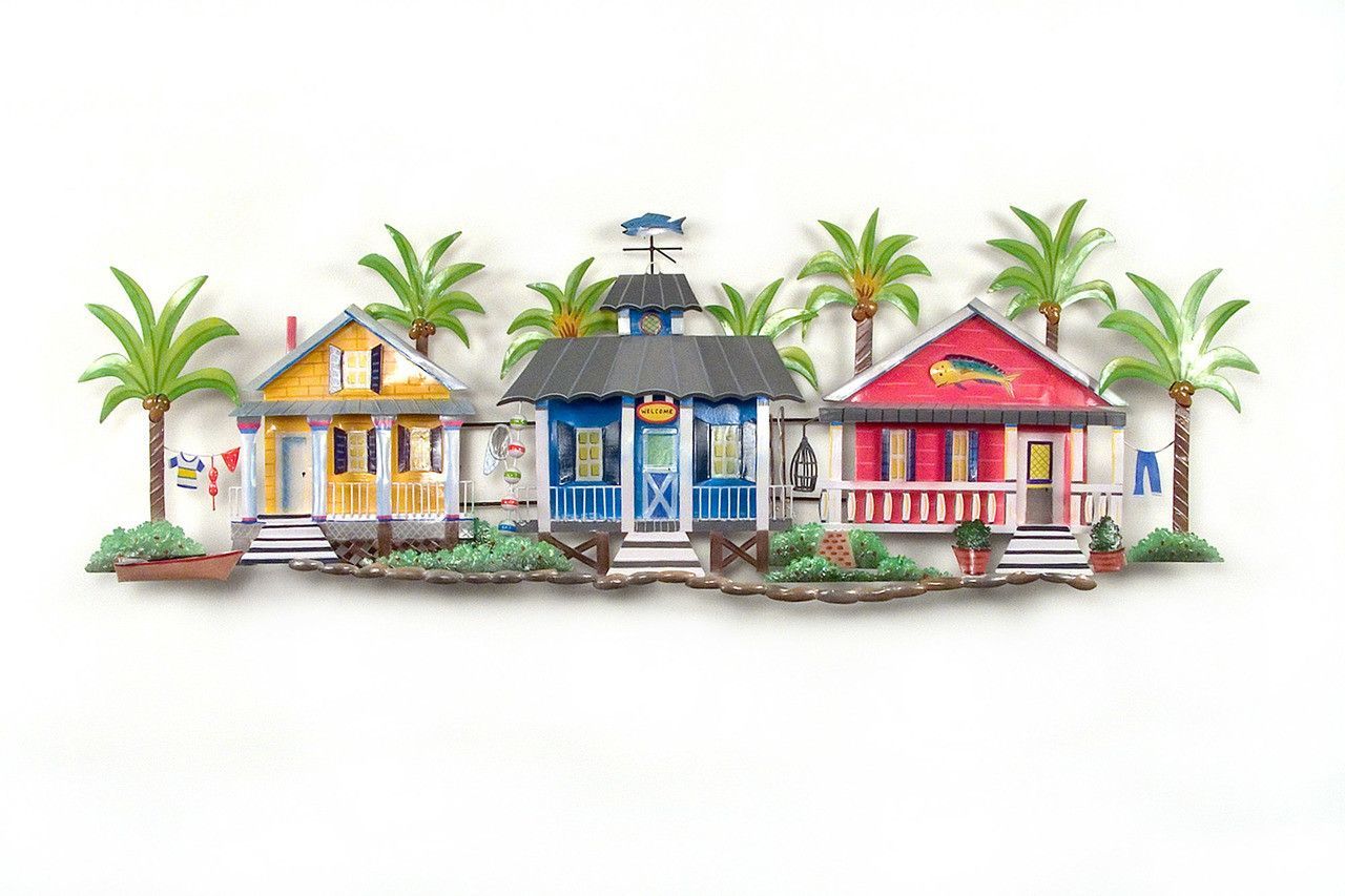 Caribbean Village Patio Safe Metal Wall Art