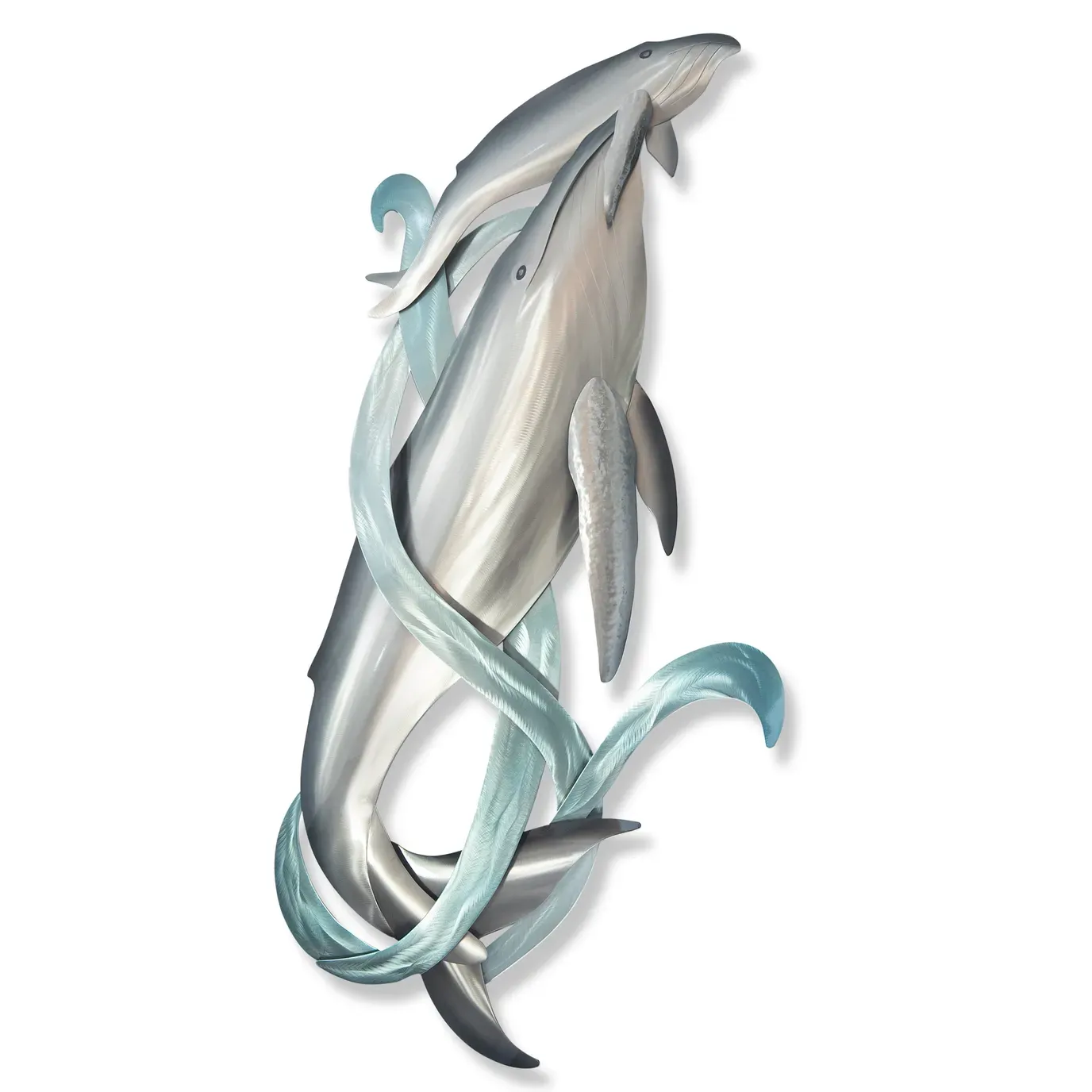 Humpback Whale w/ Calf Stainless Steel Metal Wall Art