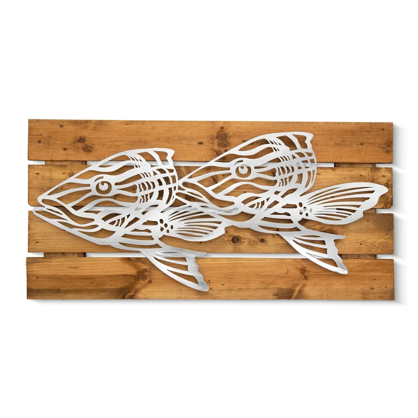 Striped Grunts on Slat Teak 304 Stainless Steel/Outdoor Wall Art