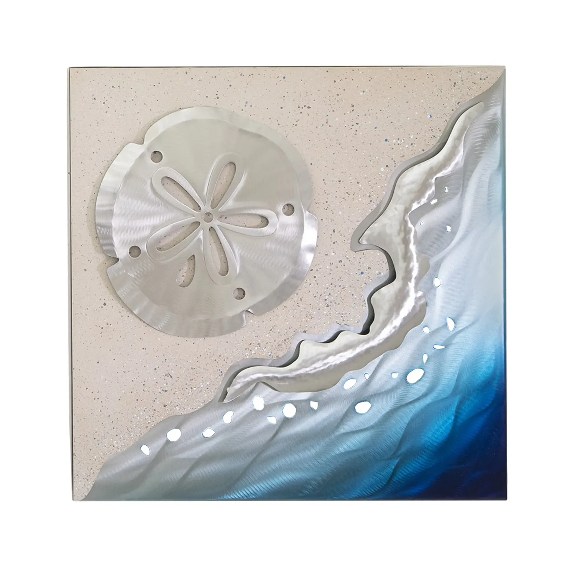 Sand Dollar on Square Stainless Steel Wall Art