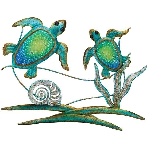 Double Sea Turtle Metal Wall Decor