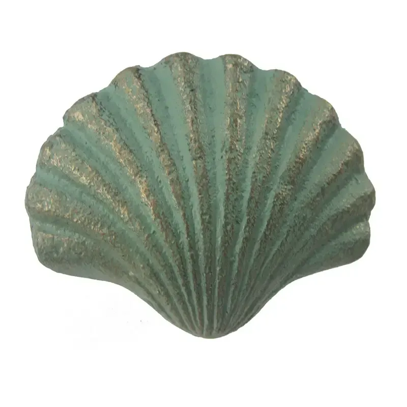 Green Scallop Seashell Drawer Pull Cast Iron