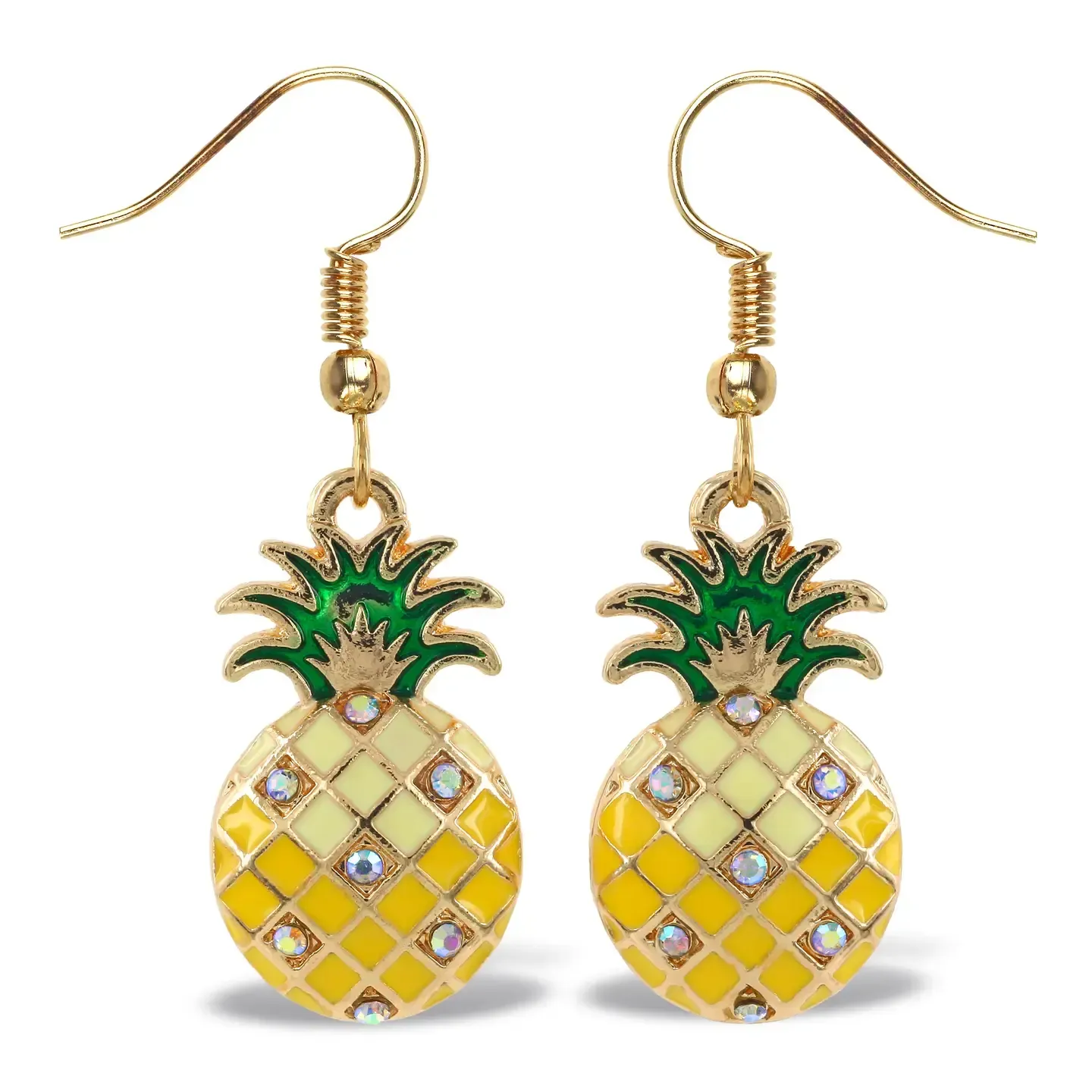 Gold Sparkling Earrings - Pineapple