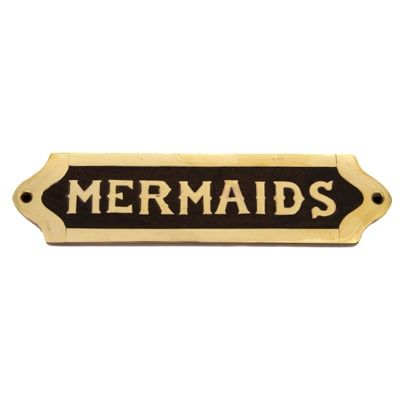 Wood & Brass Mermaids Plaque GI H-1867