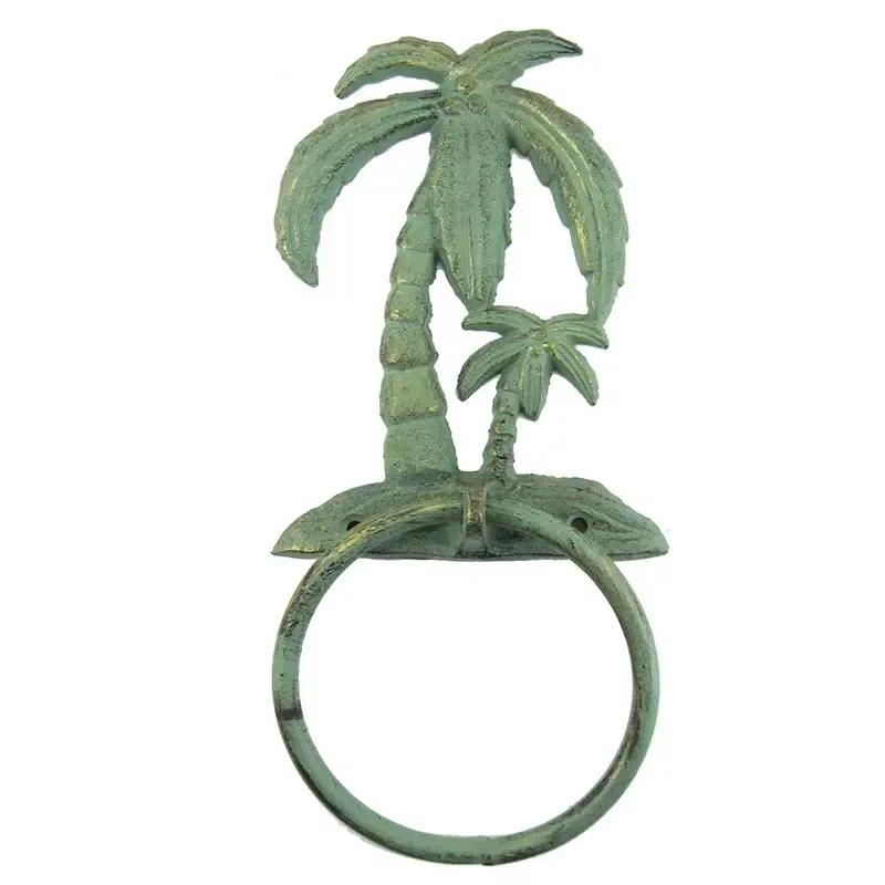 Green Iron Palm Tree Towel Ring CBHC 68739