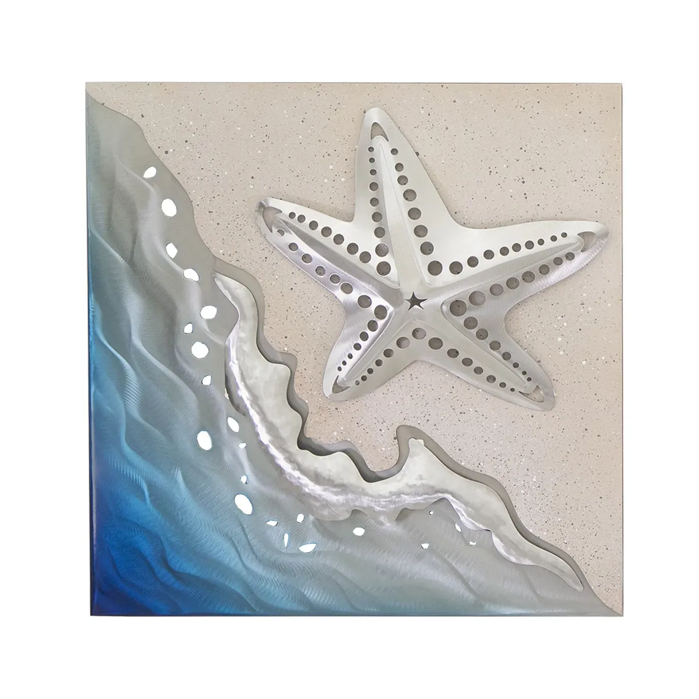 Starfish on square Stainless Steel Wall Art