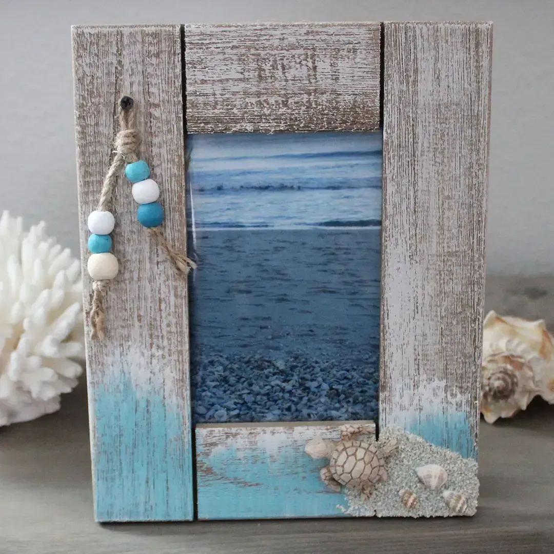 Vertical 4x6 Picture Frame with Sea Turtle & Beads CBHC 75823ND