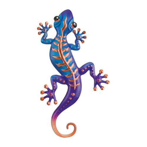 Copper Stripe Gecko Metal Wall Decor