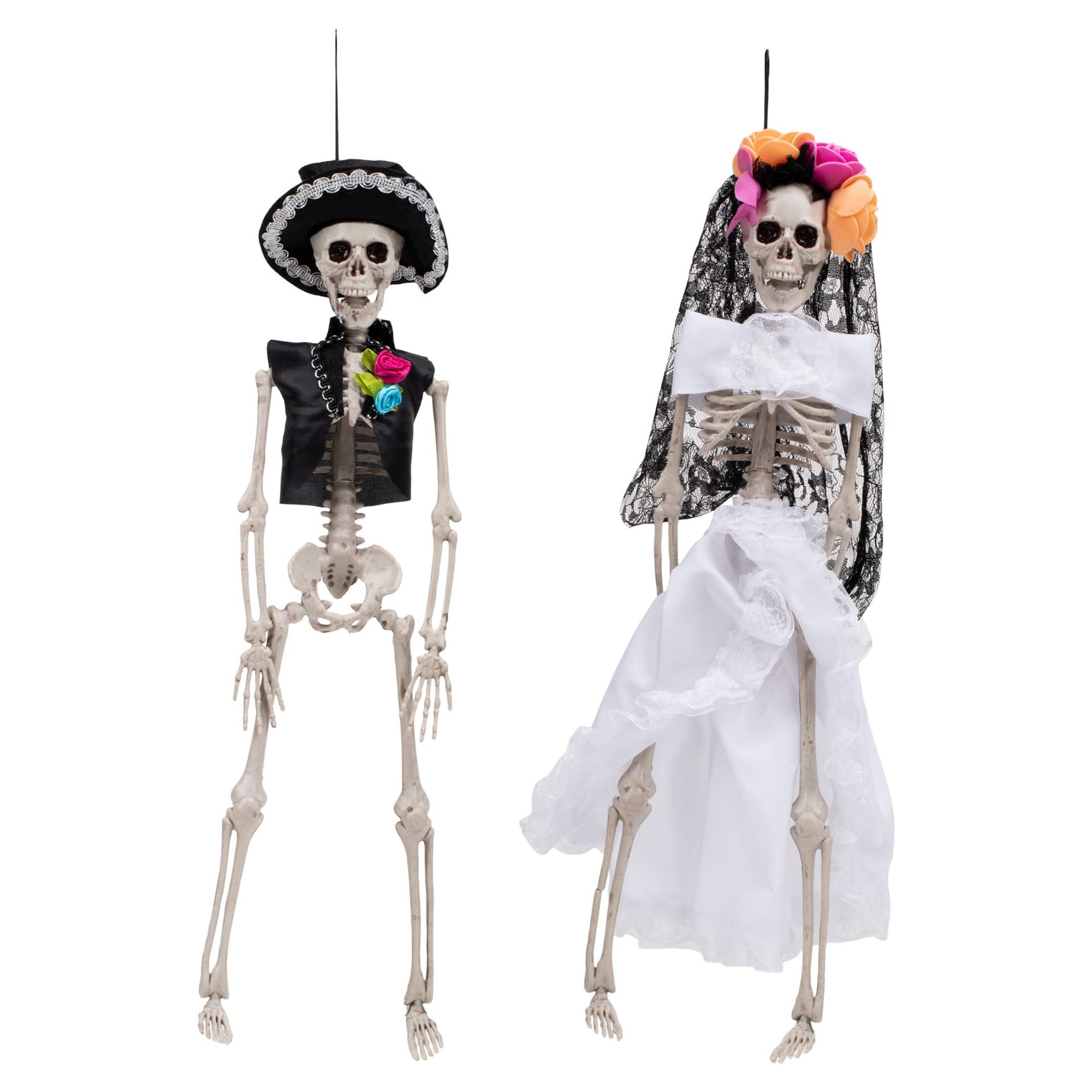 Day of the Dead Festive Skeleton Ornaments Bride and Groom Set