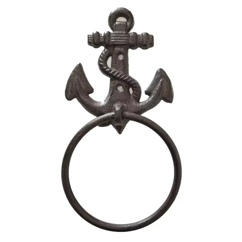 Brown Iron Nautical Anchor Towel Ring