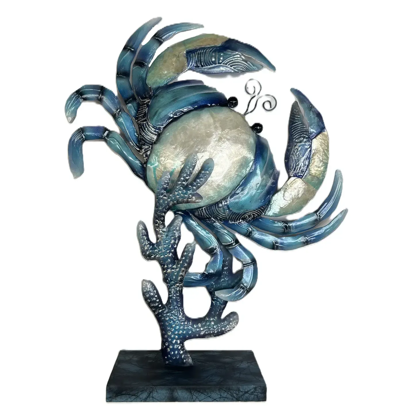 Blue & White Capiz Tabletop - Crab KK BWC-CRAB
