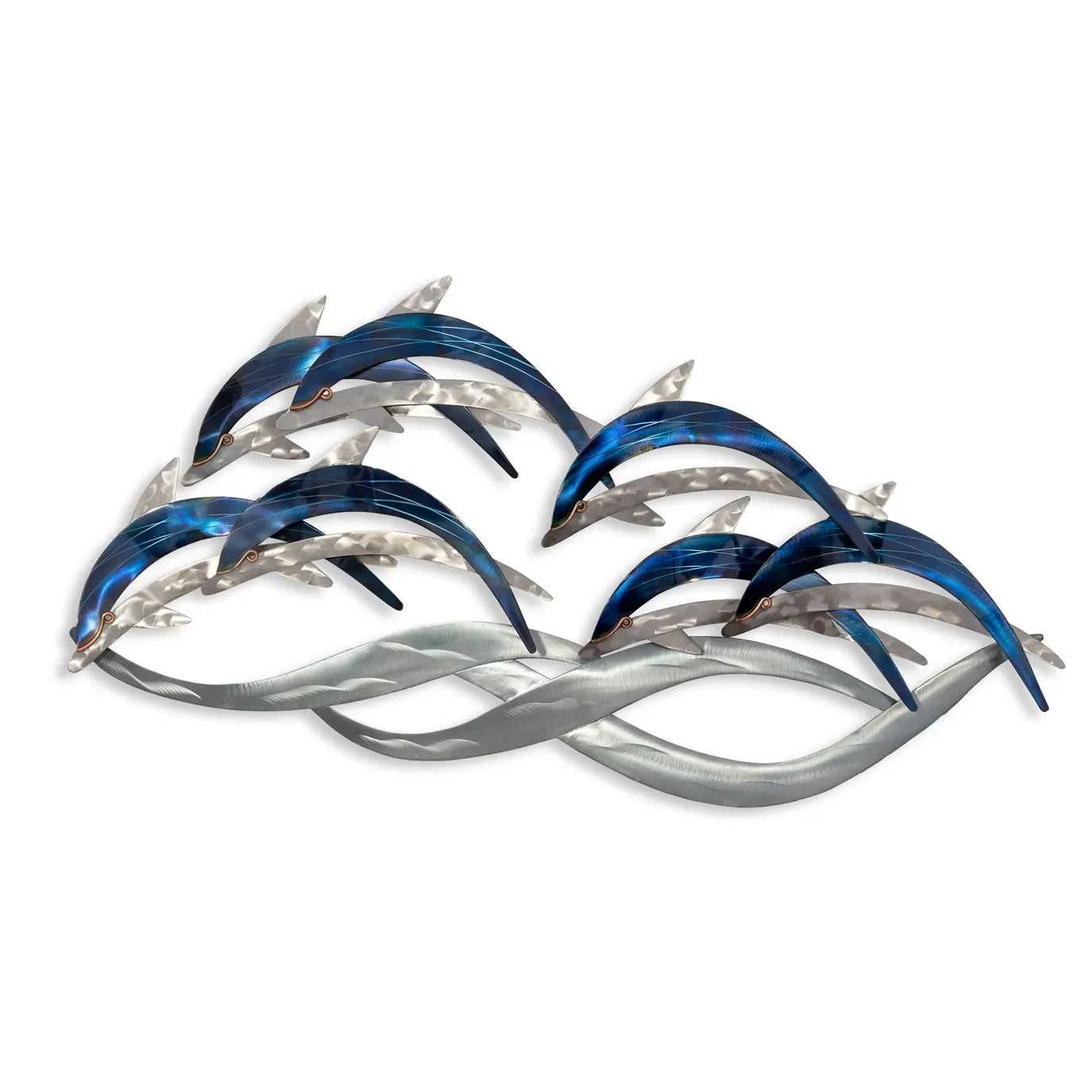 Dolphin w/ Waves Stainless Steel Metal Wall Art