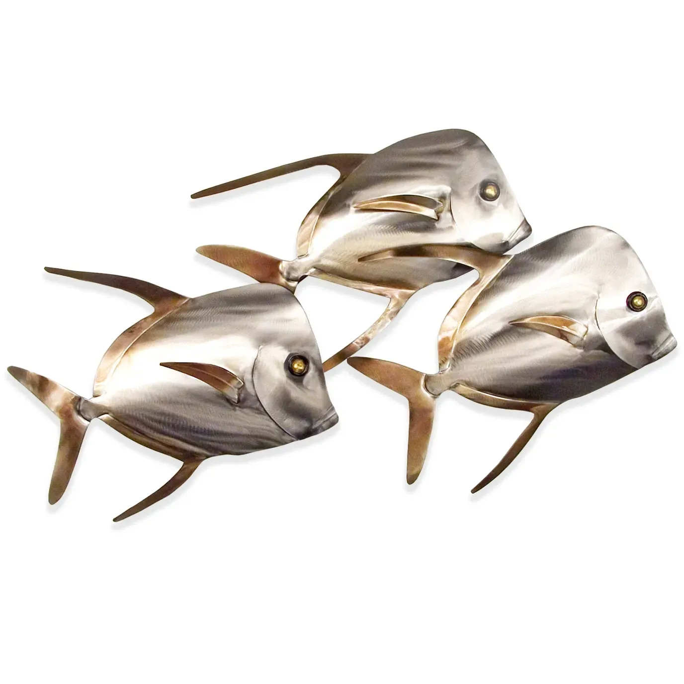 Lookdown Fish school/3 Stainless Steel Metal Wall Art