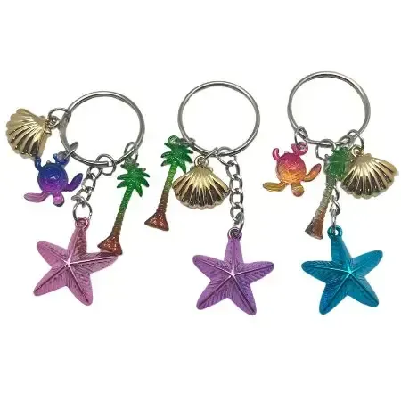 Starfish Turtle Palm Tree Electroplated Key Chain KK T-2415
