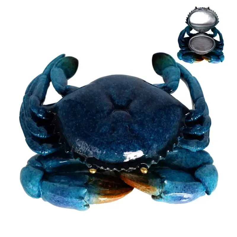 Resin Blue Crab Figure Jewelry Box - Sea Life Decor CBHC 73530