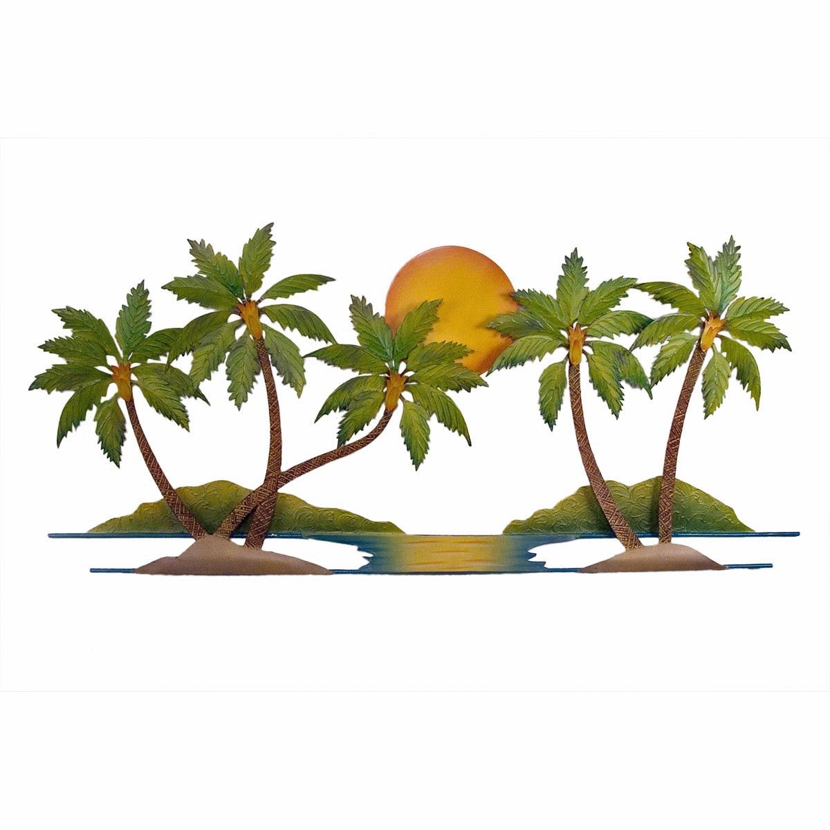 Large Palms Green Metal Wall Art