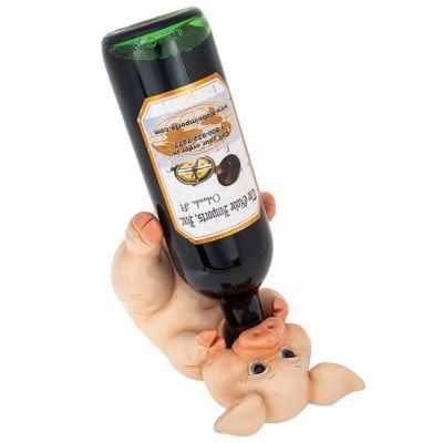 8 1/2 Inches Long Drinking Pig Wine Bottle Holder GI WW-1710
