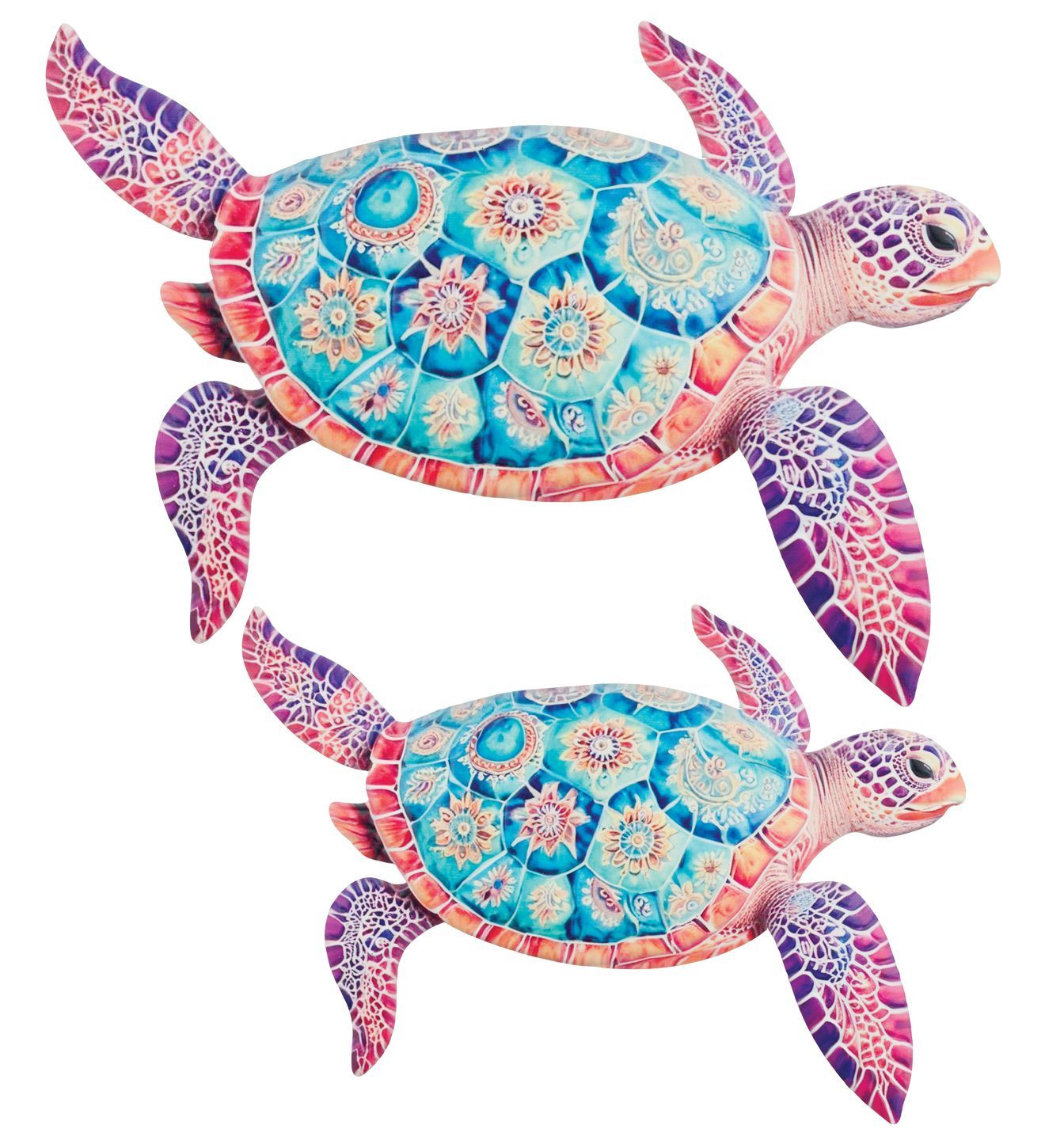 Sea Turtle Purple Metal Wall Decor Set/2