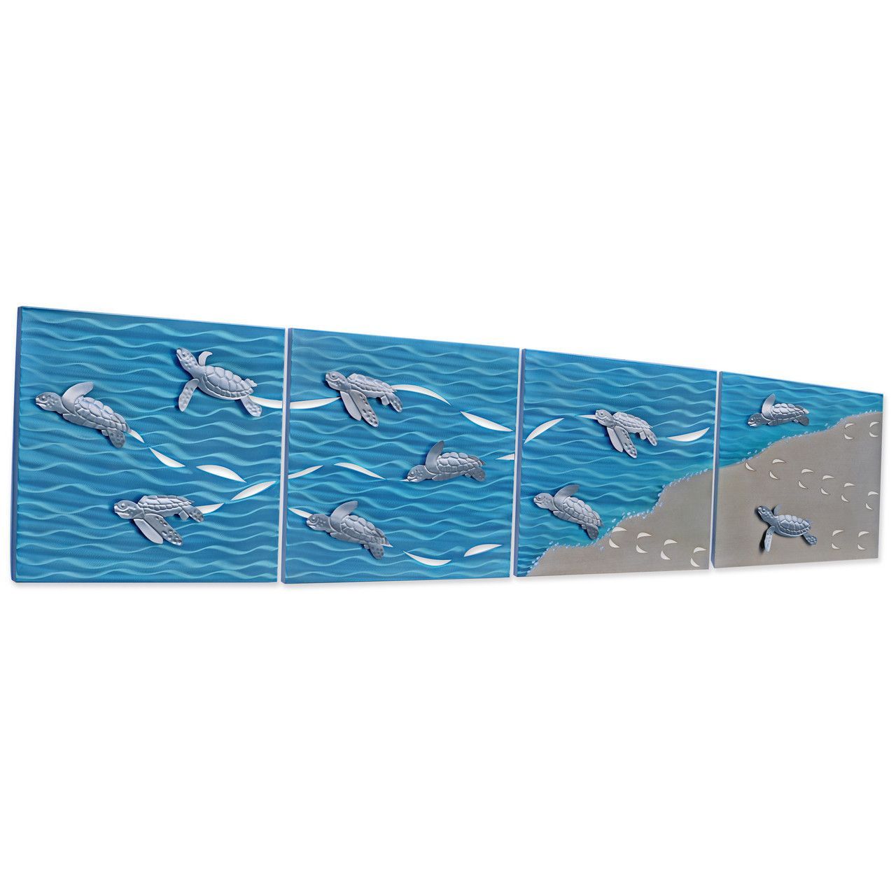 Safe N Sound Baby Sea Turtles 4pc Stainless Steel Wall Art