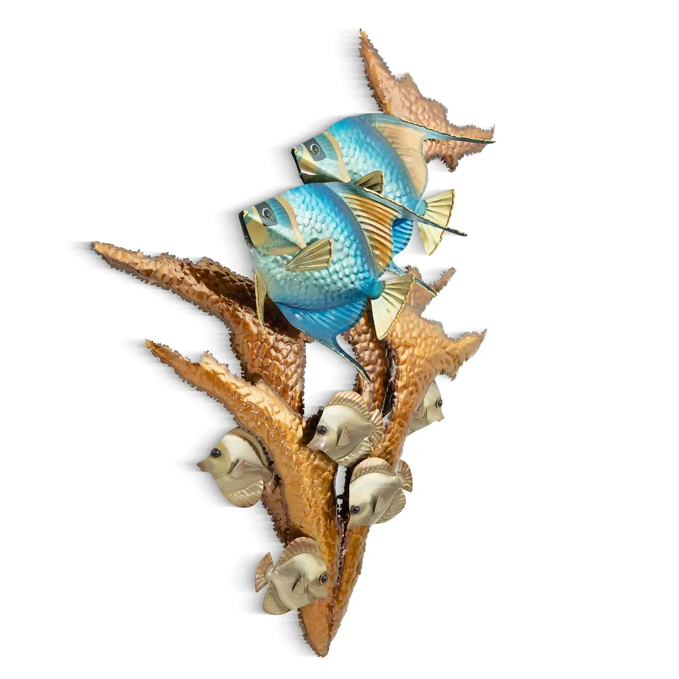 Angelfish Reef Blue Metal Wall Art