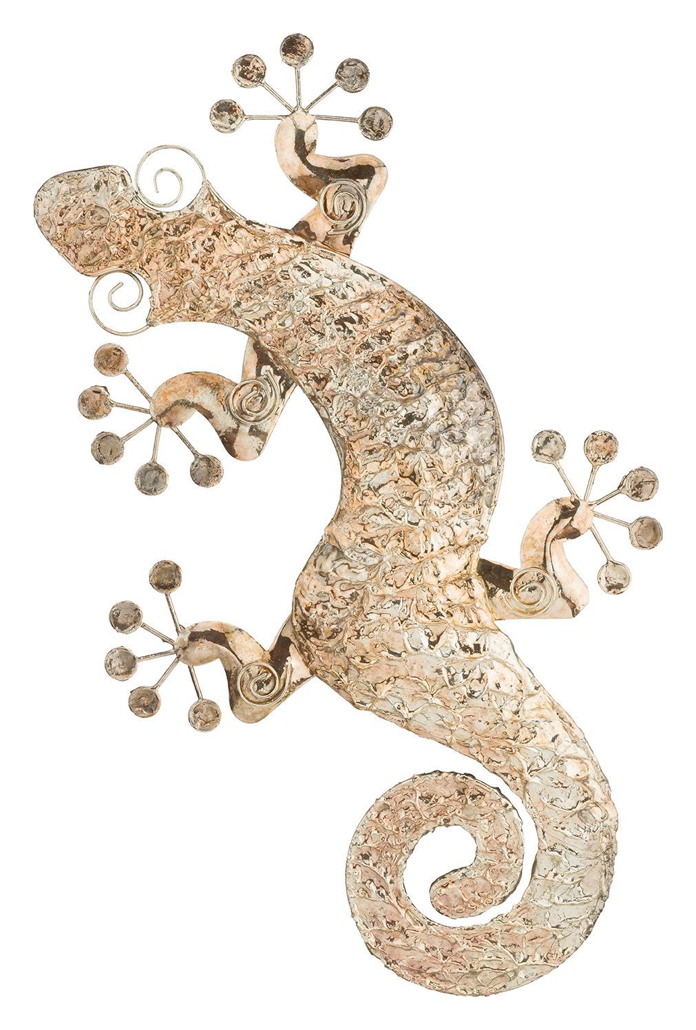 Gecko Gold Textured Metal Wall Decor