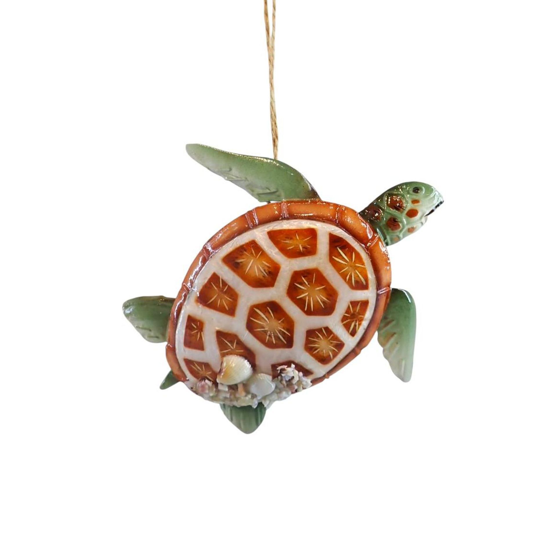 Capiz/Metal Turtle Ornament