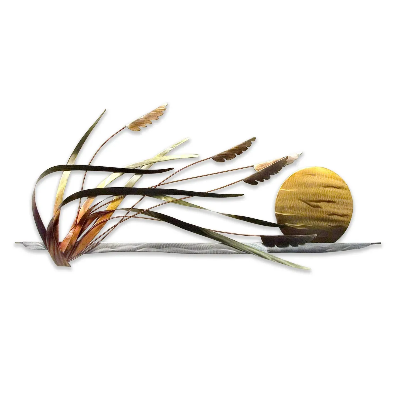 Coastal Tranquility Seaoats at Sunrise Stainless Steel Metal Wall Art