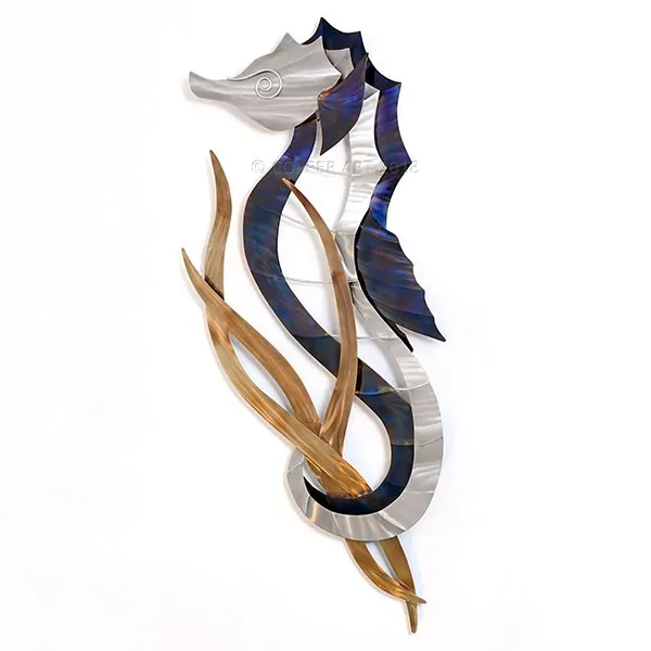 Seahorse Head Up Stainless Steel Wall Art
