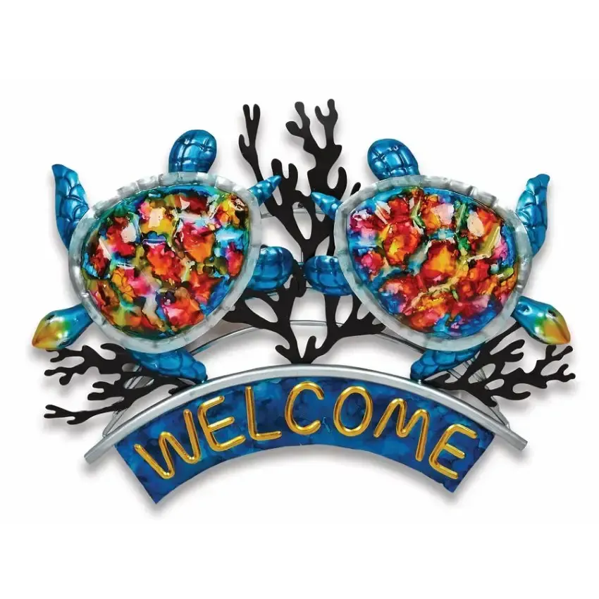 Sea Turtle Welcome Sign Colorful Wall Décor KK MAW-43SW